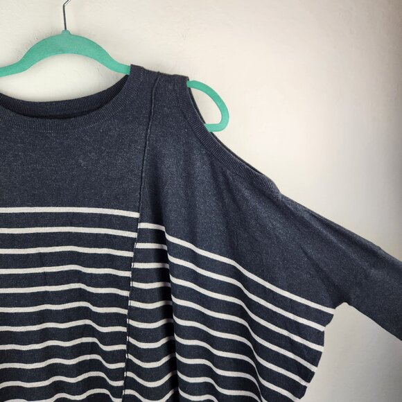 AllSaints Ridce Asymmetric Striped Cold Shoulder Long Sleeve Dress sz S - Picture 6 of 11